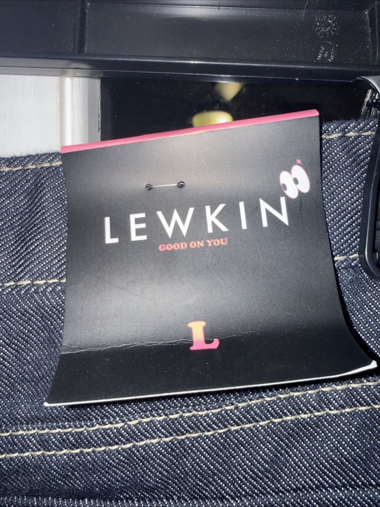 Nwt Lewkin L Women's 100% Cotton Dark Denim High Waisted Wide Leg Blue Jeans — image 3 of 8